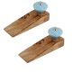 2 Pieces Blue Wheel Flower Ceramic Wooden Door Stopper